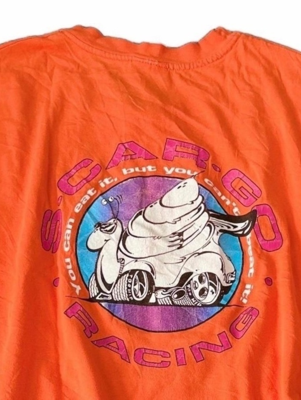 Vintage Single Stitch XL Orange Hanes S.A.R.G.O. Racing Graphic T-Shirt USA Made